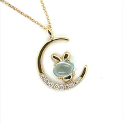 Aquamarine and Diamond yellow gold Bunny Necklace