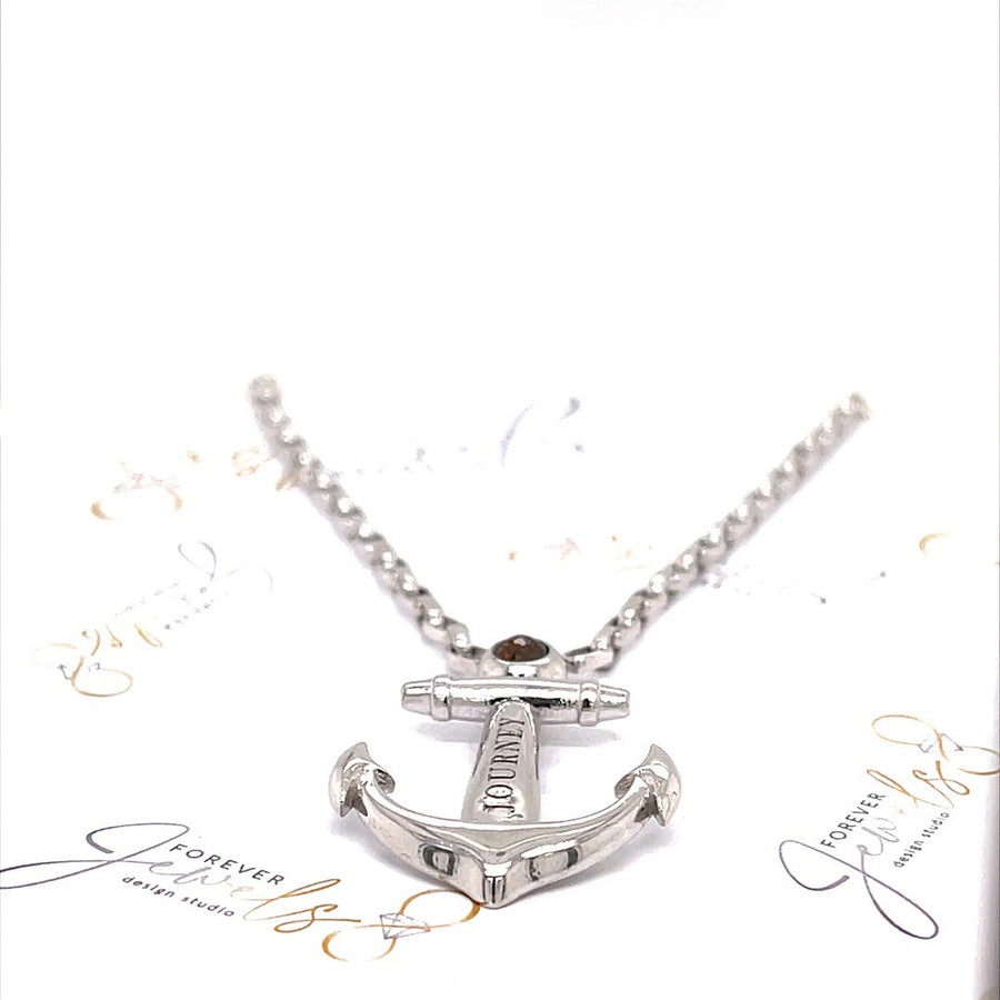 Cognac Diamond Anchor Necklace