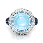 Bold Blue Sapphire and Topaz Diamond Ring