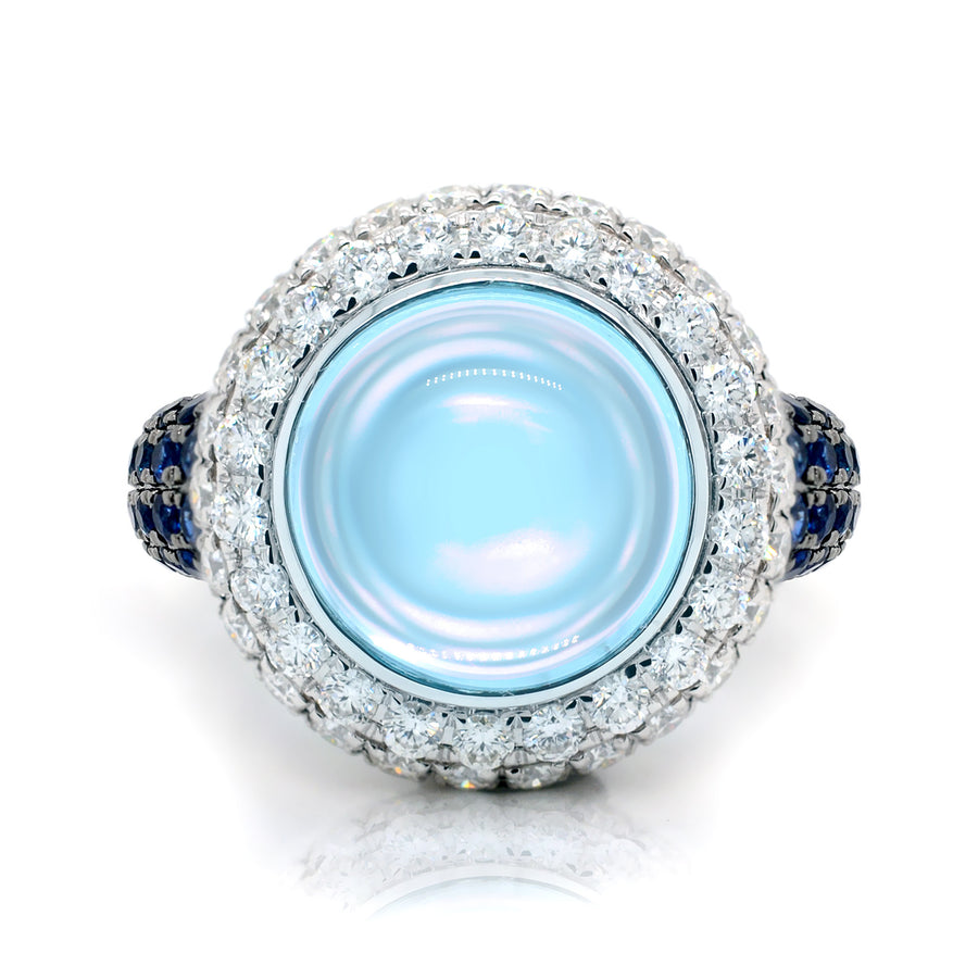 Bold Blue Sapphire and Topaz Diamond Ring