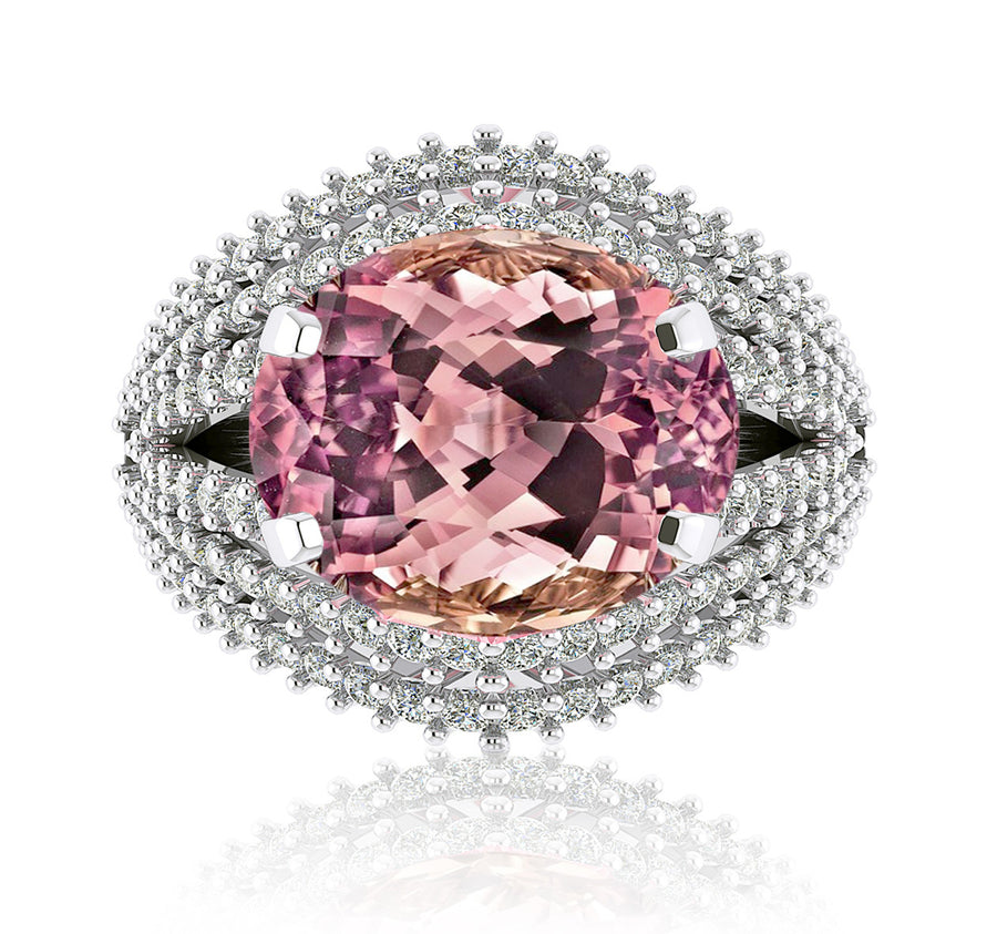 Pink tourmaline and Diamond dress ring