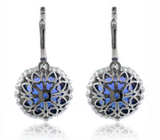 Cushion Tanzanite Drop Earrings with Diamonds in White Gold