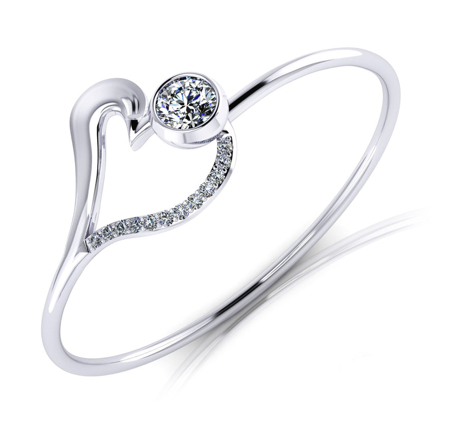 Ladies 18ct white gold diamond heart bangle