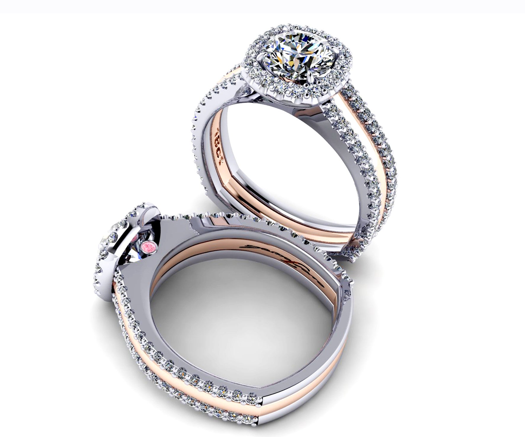 White & Rose Gold Diamond Engagement Ring