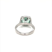 Seafoam  Tourmaline Diamond Halo Ring