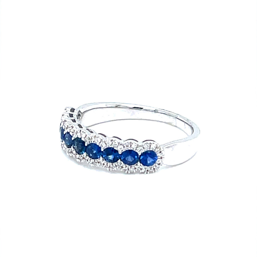 Blue Sapphires and Diamond white gold Ring