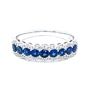 Blue Sapphires and Diamond white gold Ring