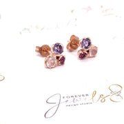 Amethyst, Pink Rhodolite and Rose Quartz Earrings