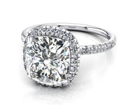 Cushion Cut Diamond Halo Engagement Ring High Setting