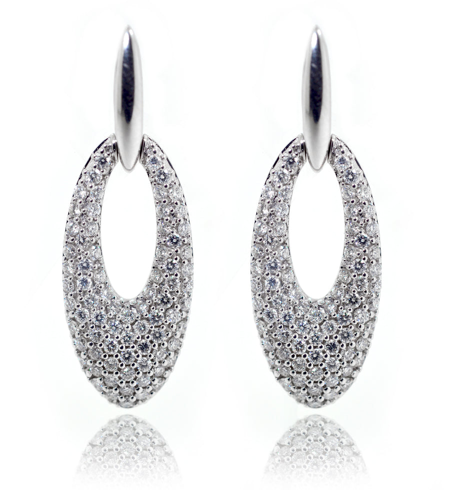 18ct White Gold Diamond Pave Earrings