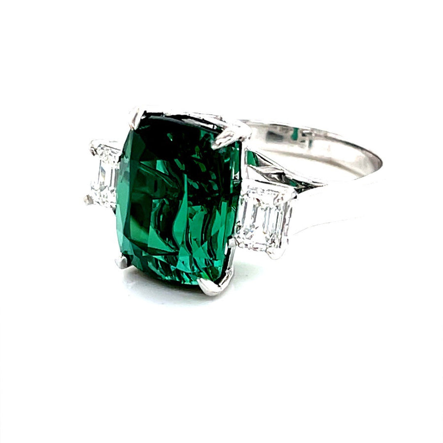 Green Tourmaline & Diamond Trilogy Ring