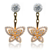 18ct White & Rose gold diamond butterfly earrings
