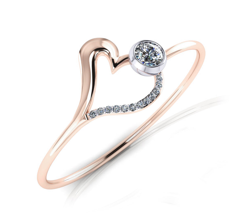 Ladies 18ct Rose gold diamond heart bangle