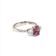 Pink Malaya garnet diamond Trilogy ring