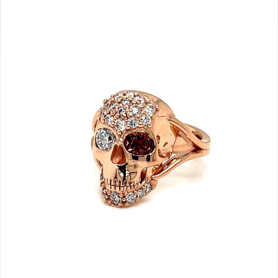 Rose gold diamond Skull Ring