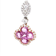 Four leaf clover pink sapphire diamond earrings