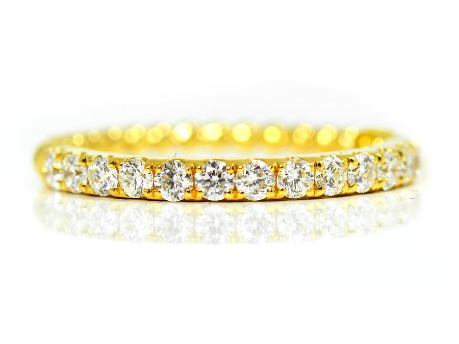 18ct Yellow gold diamond bubble wedding band