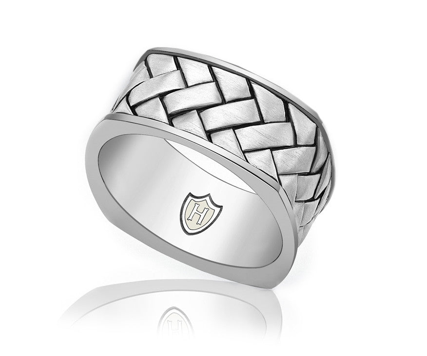 Gents Sterling silver Hoxton braided design ring