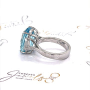 Aquamarine and Diamond Trilogy Engagement Ring