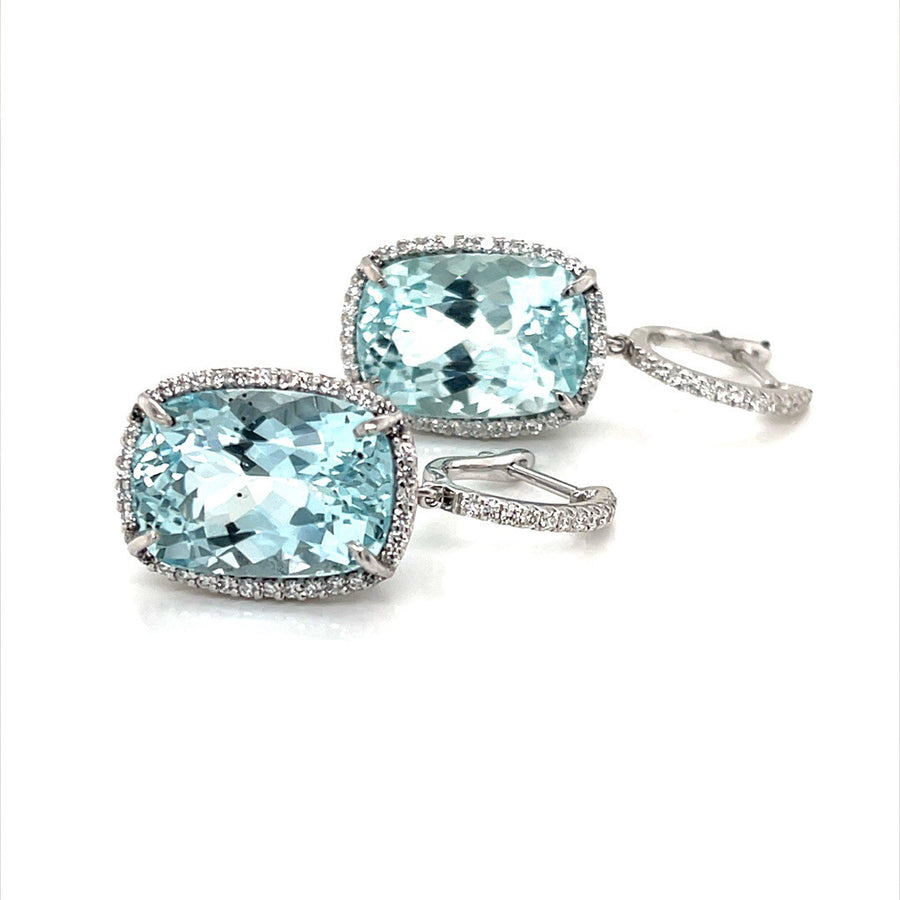 Aquamarine and Diamond Halo Earrings