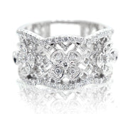 Diamond Flower Dress Ring in White Gold