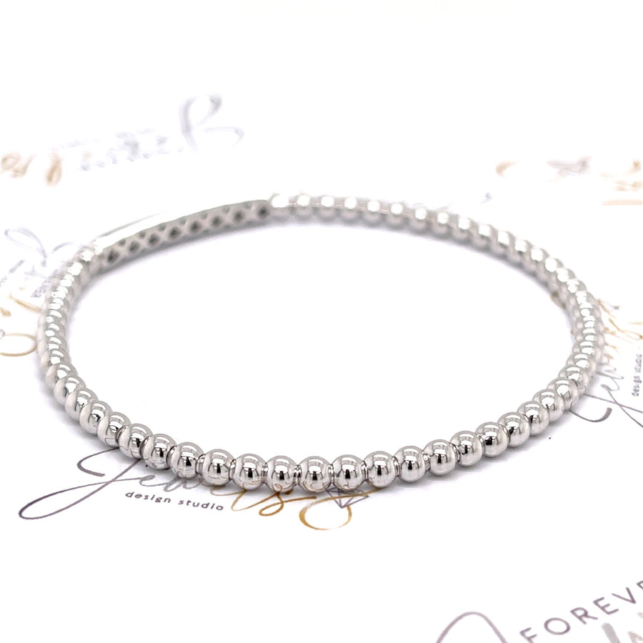 White Gold Beaded Stretch Diamond Bracelet