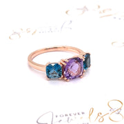 Amethyst and London Blue Topaz Trilogy Ring