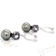 Tahitian Pearl and Diamond Spinel Earrings