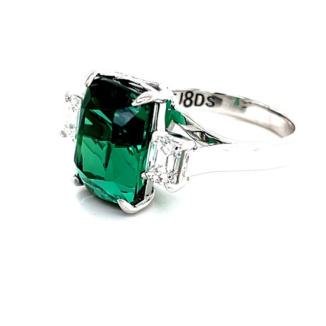 Green Tourmaline & Diamond Trilogy Ring