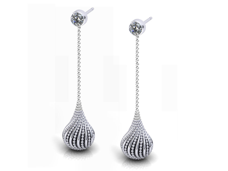 18ct White gold twist design diamond earrings