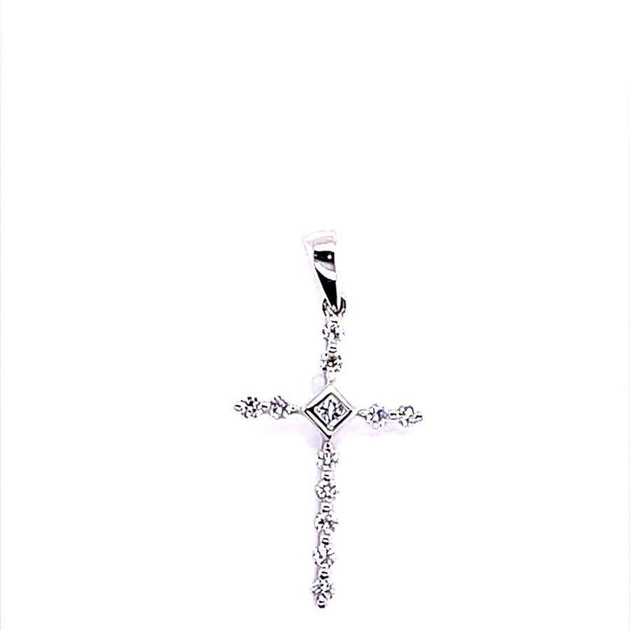 18k white gold Diamond Cross Pendant