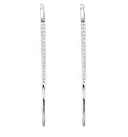 9ct White gold shepperd hook earrings with diamonds