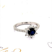 Blue Ceylon Sapphire Diamond Ring
