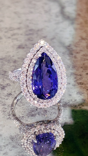 Double diamond Halo Tanzanite Ring