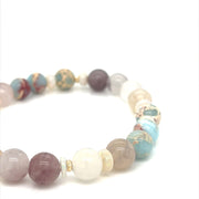 Violet Jade, Coober Pedy Opal & Jasper gold beads Bracelet