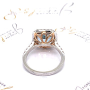 Aquamarine and Diamond halo Engagement Ring