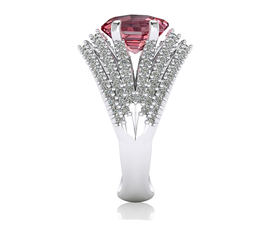 Pink tourmaline and Diamond dress ring
